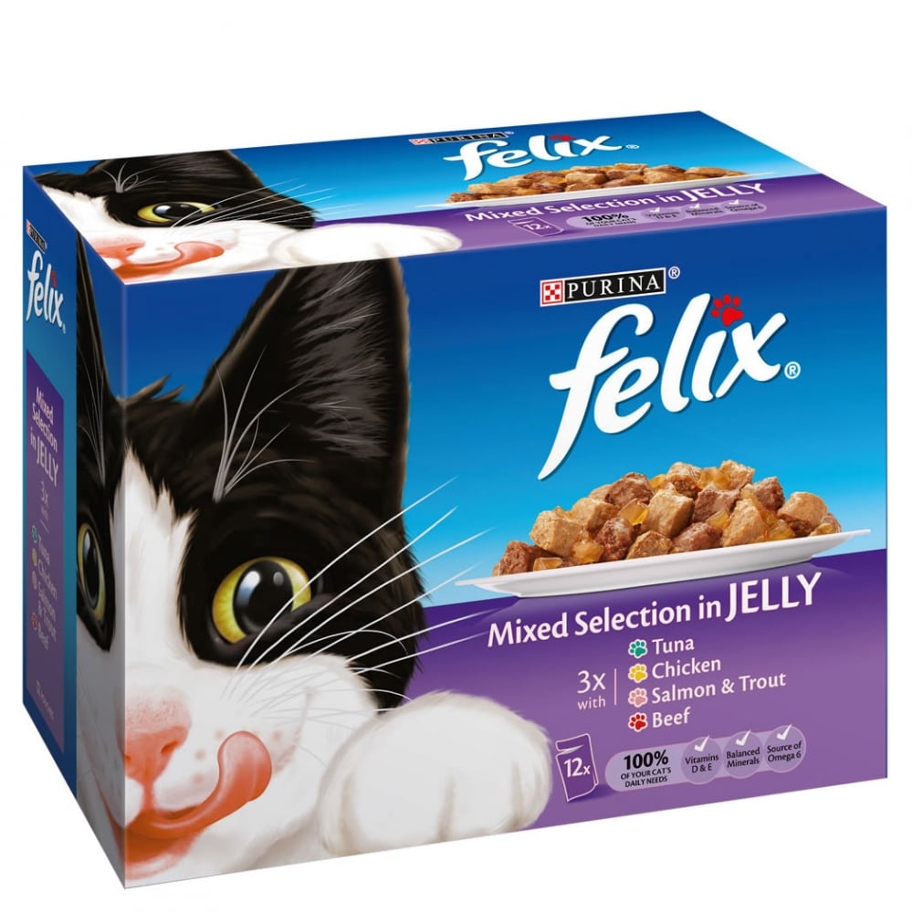 Felix Mixed Selection in Jelly Cat Food (12x100g Pouches) 12 x 100g
