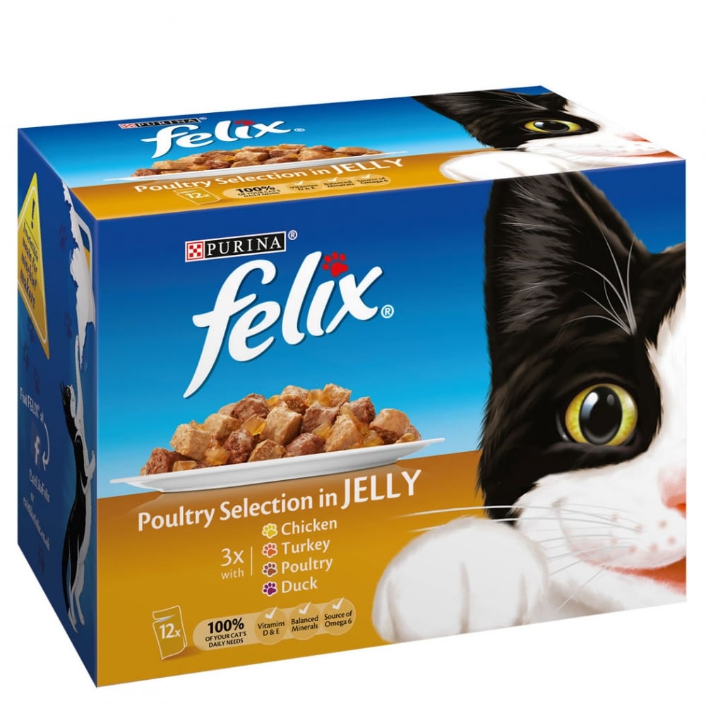 Felix Poultry Selection in Jelly Cat Food (12x100g Pouches) 12 x 100g