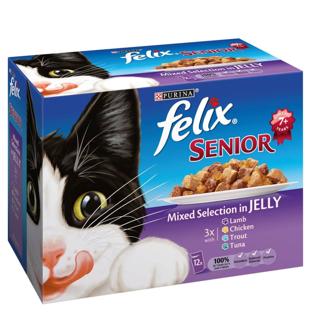 Felix Senior Mixed Selection in Jelly Cat Food (12x100g Pouches) 12 x 100g