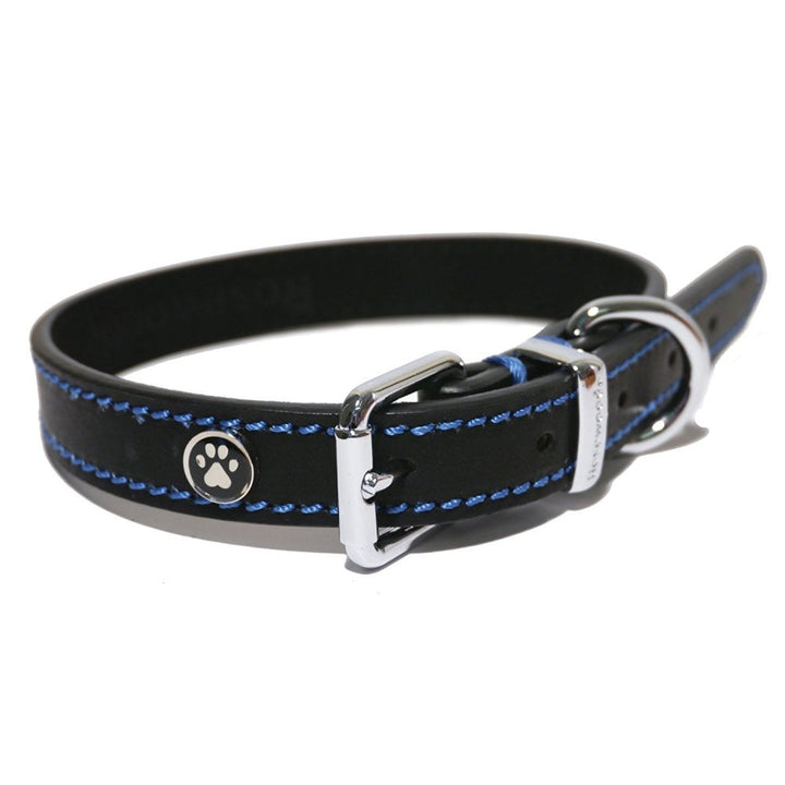 The Rosewood Lux Leather Collar in Black#Black