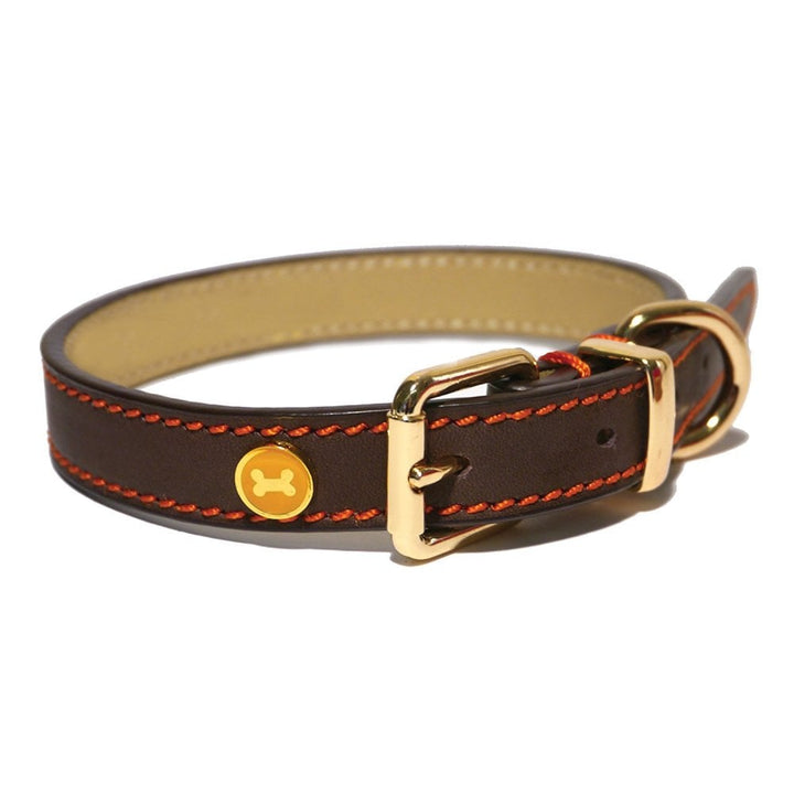 The Rosewood Lux Leather Collar in Brown#Brown