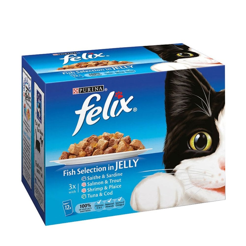 Felix Cat Food Fish Selection in Jelly (12x100g Pouches) 12 x 100g