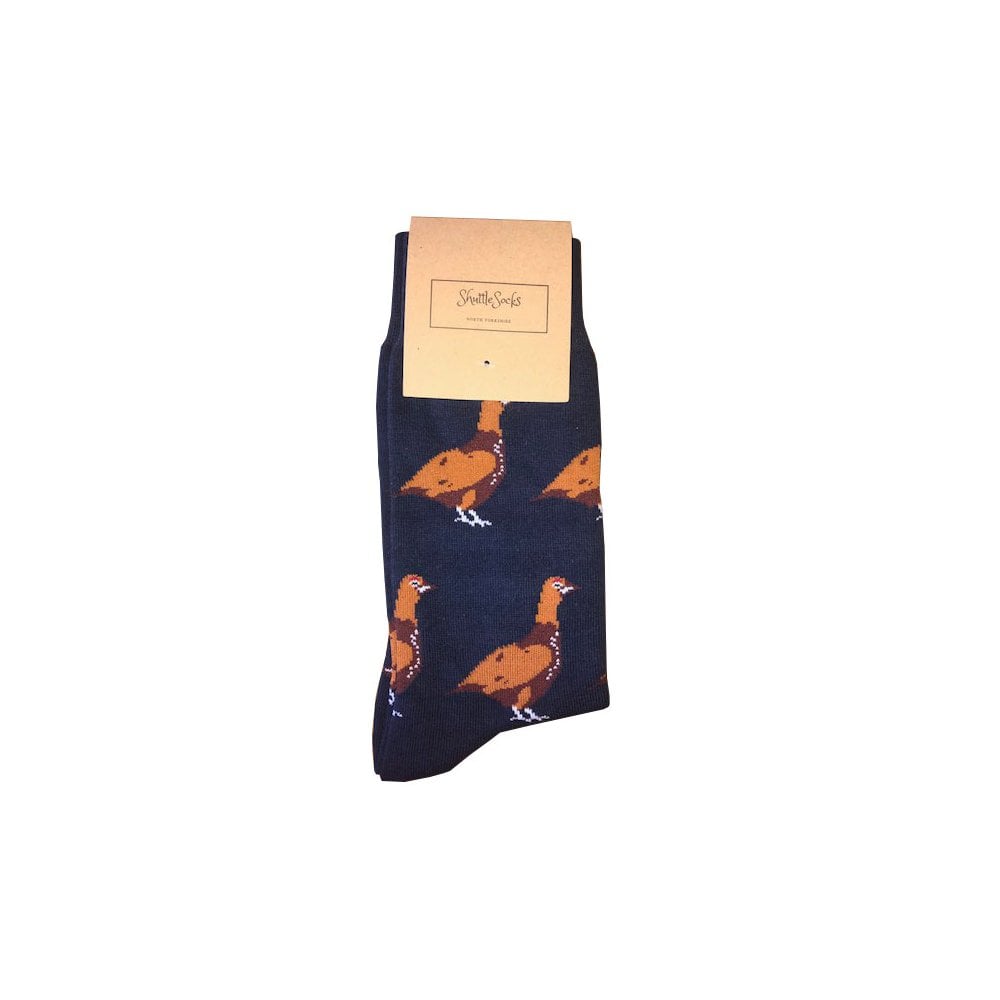 The Shuttle Socks Ladies Standing Grouse Socks in Navy#Navy