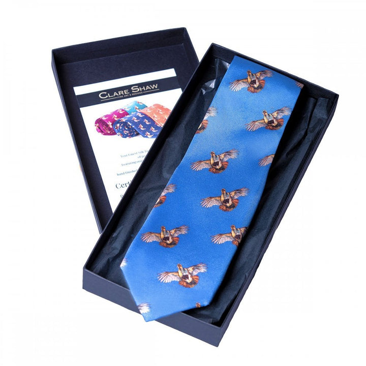 The Clare Shaw Mens High Flyer Silk Tie in Blue#Blue