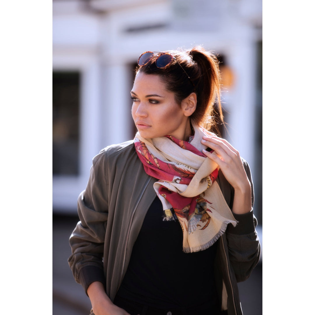 The Clare Shaw Ladies Cashmere Scarf - Royal Flush in Red#Red