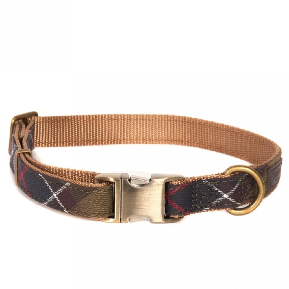 The Barbour Classic Tartan Webbing Collar in Brown Check#Brown Check