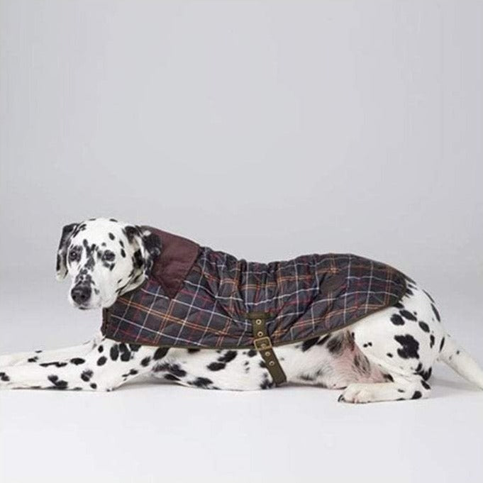 The Barbour Quilted Classic Tartan Dog Coat in Brown Check#Brown Check