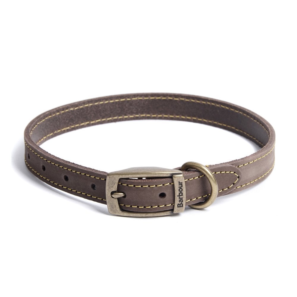 The Barbour Leather Dog Collar in Brown#Brown