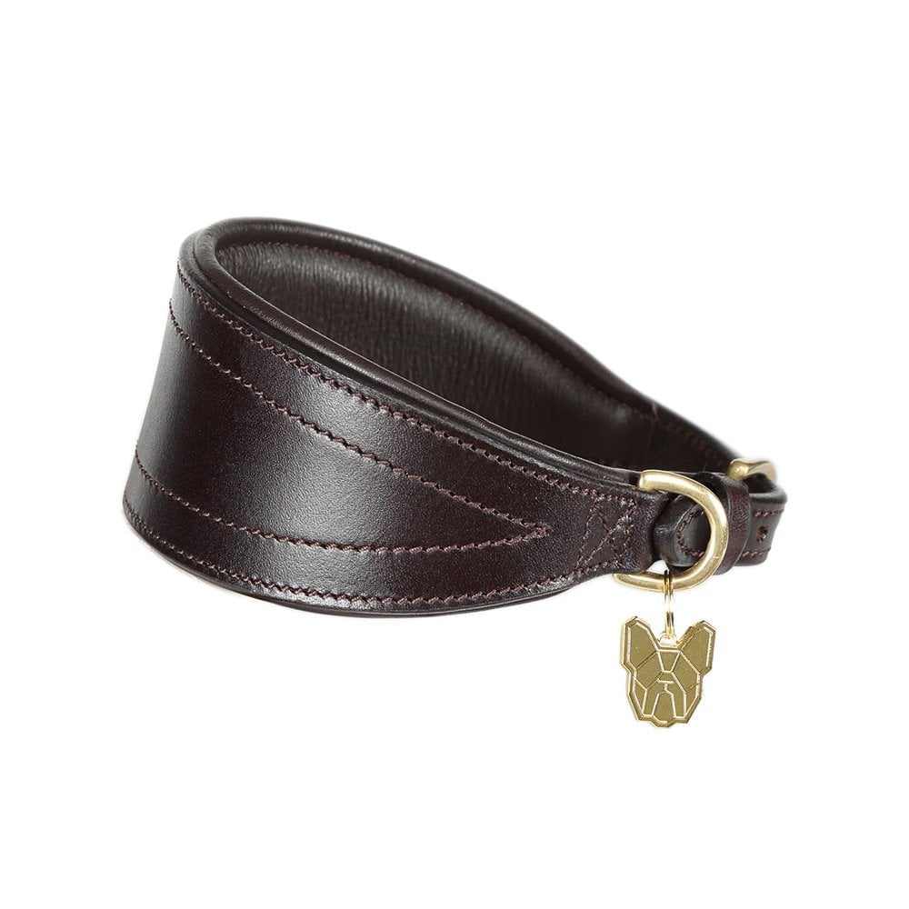 The Digby & Fox Padded Leather Greyhound Collar in Brown#Brown
