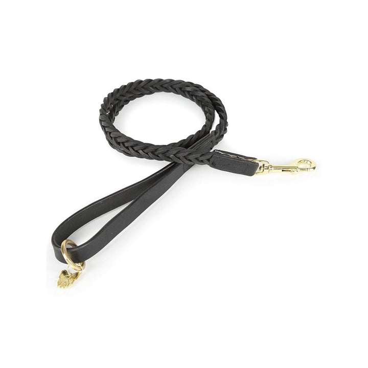The Digby & Fox Plaited Leather Lead in Black#Black
