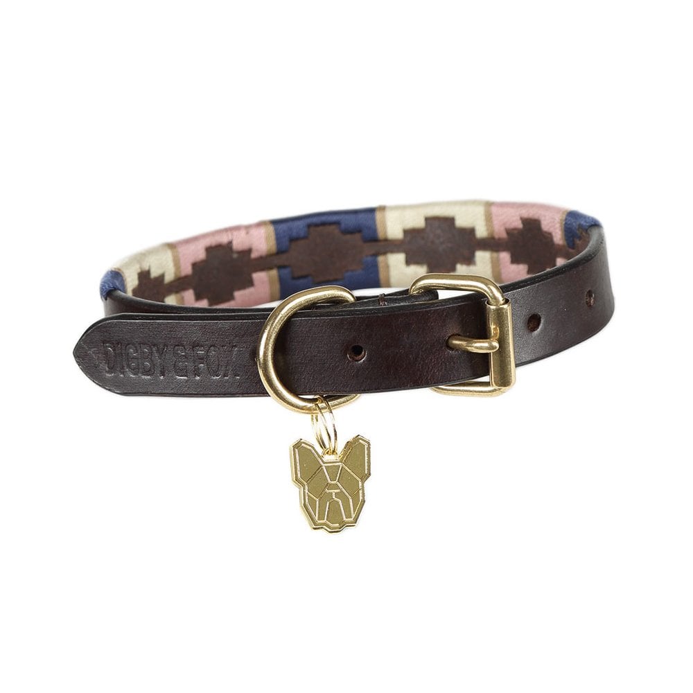 The Digby & Fox Drover Polo Dog Collar in Pink#Pink