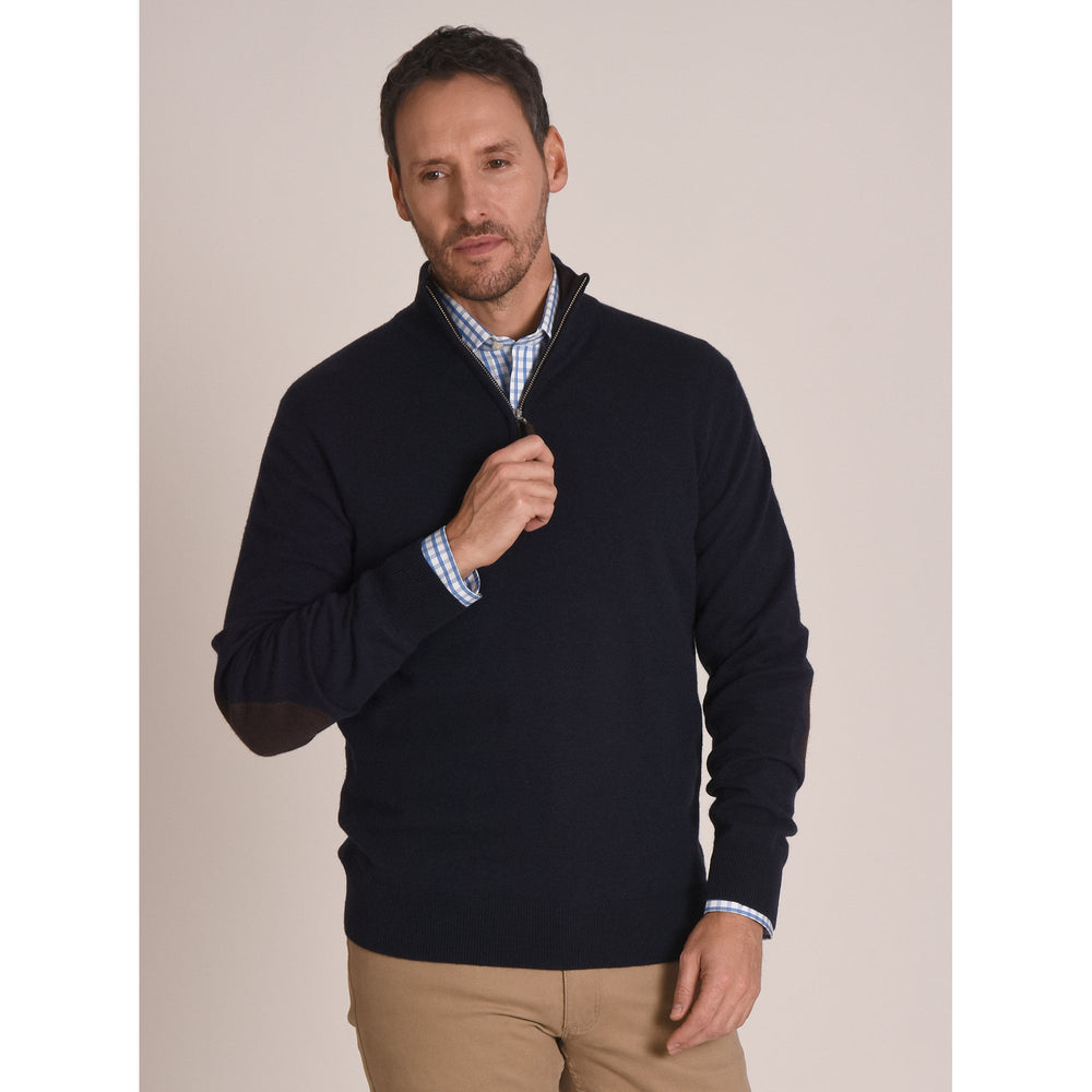 Schoffel Mens Merino 1/4 Zip Jumper in Navy#Navy