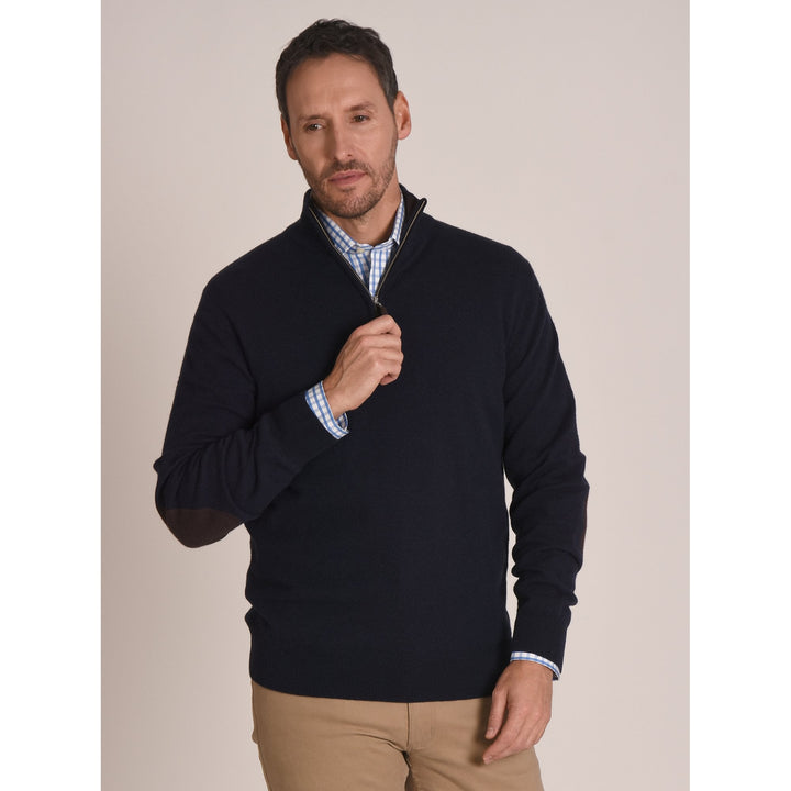 Schoffel Mens Merino 1/4 Zip Jumper in Navy#Navy