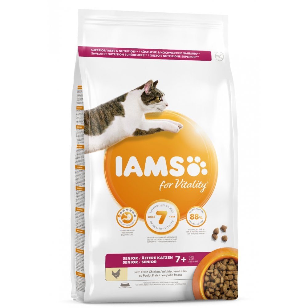 Iams Vitality Senior Dry Cat Food with Fresh Chicken 2kg