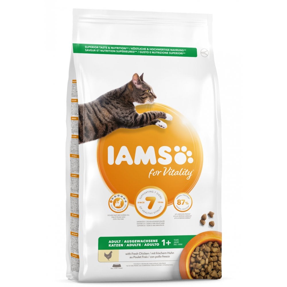 Iams Adult Vitality Dry Cat Food with Chicken 10kg