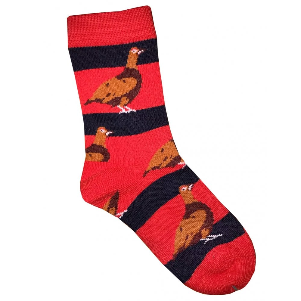 The Shuttle Socks Childrens Game Bird Socks in Red/Navy Grouse#Red/Navy Grouse