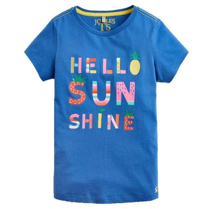 Joules Girls Pixie Screenprint T-Shirt in Blue#Blue