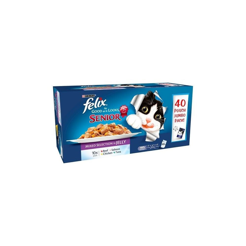 Felix As Good As It Looks Senior Cat Mixed Selection in Jelly (40x100g Pouches) 40 x 100g
