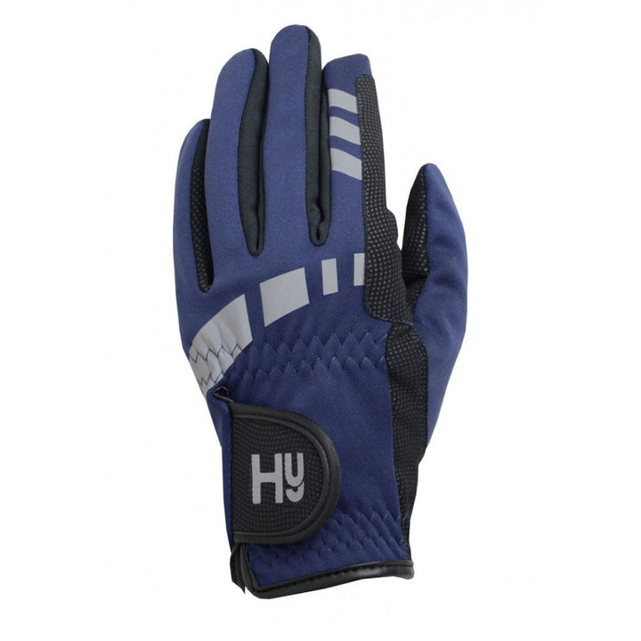 The Hy5 Extreme Reflective Softshell Riding Gloves in Navy#Navy