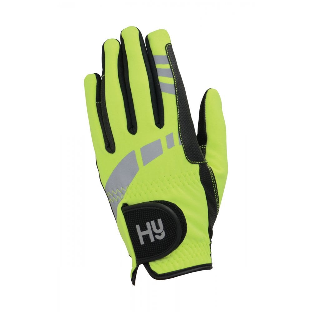 The Hy5 Extreme Reflective Softshell Riding Gloves in Yellow#Yellow