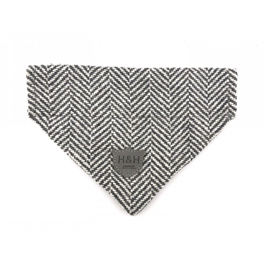 Hugo & Hudson Herringbone Bandana for Dogs in Grey#Grey