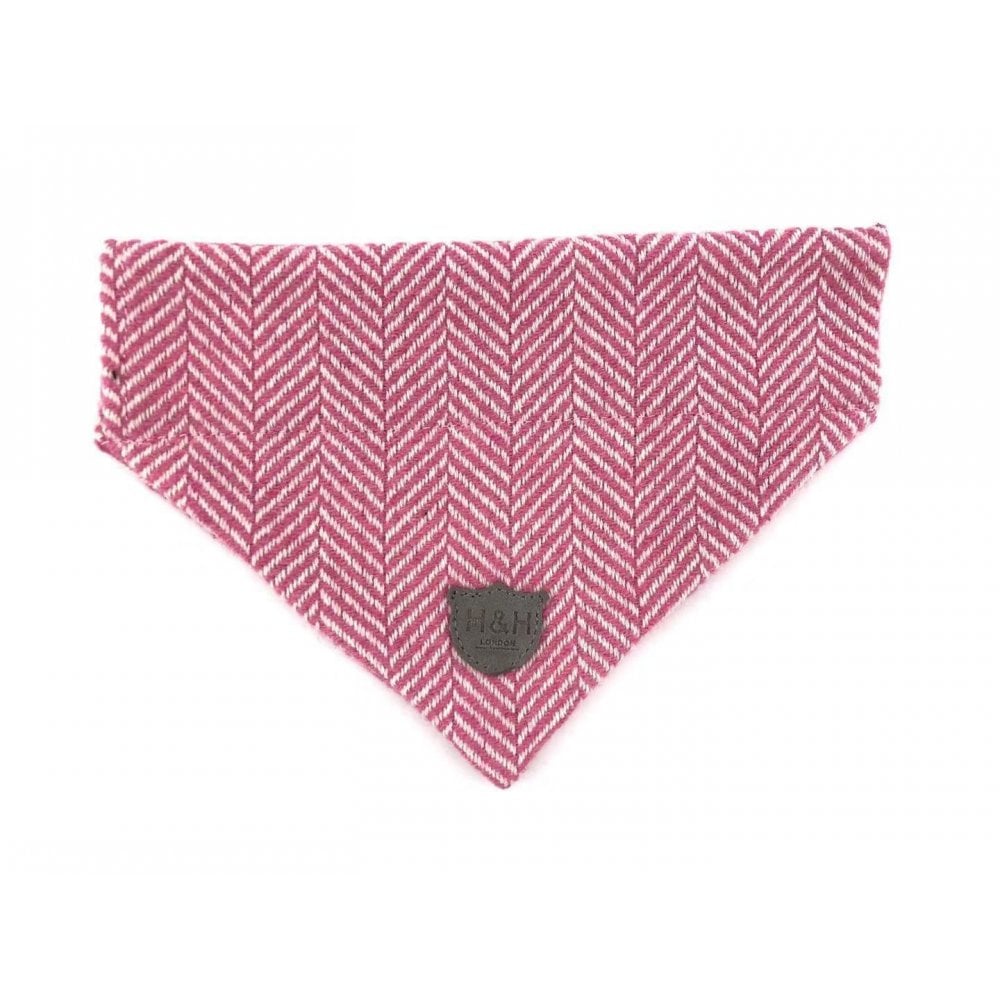 Hugo & Hudson Herringbone Bandana for Dogs in Pink#Pink