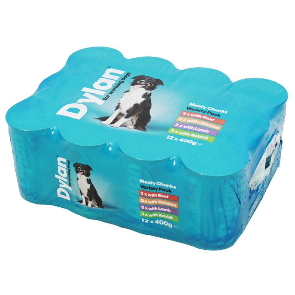 Dylan Meaty Chunks Variety Pack for Working Dogs (12x400g Tins) 12 x 400g