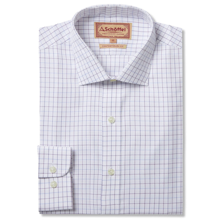 Schoffel Mens Buckden Shirt in Purple Check#Purple Check