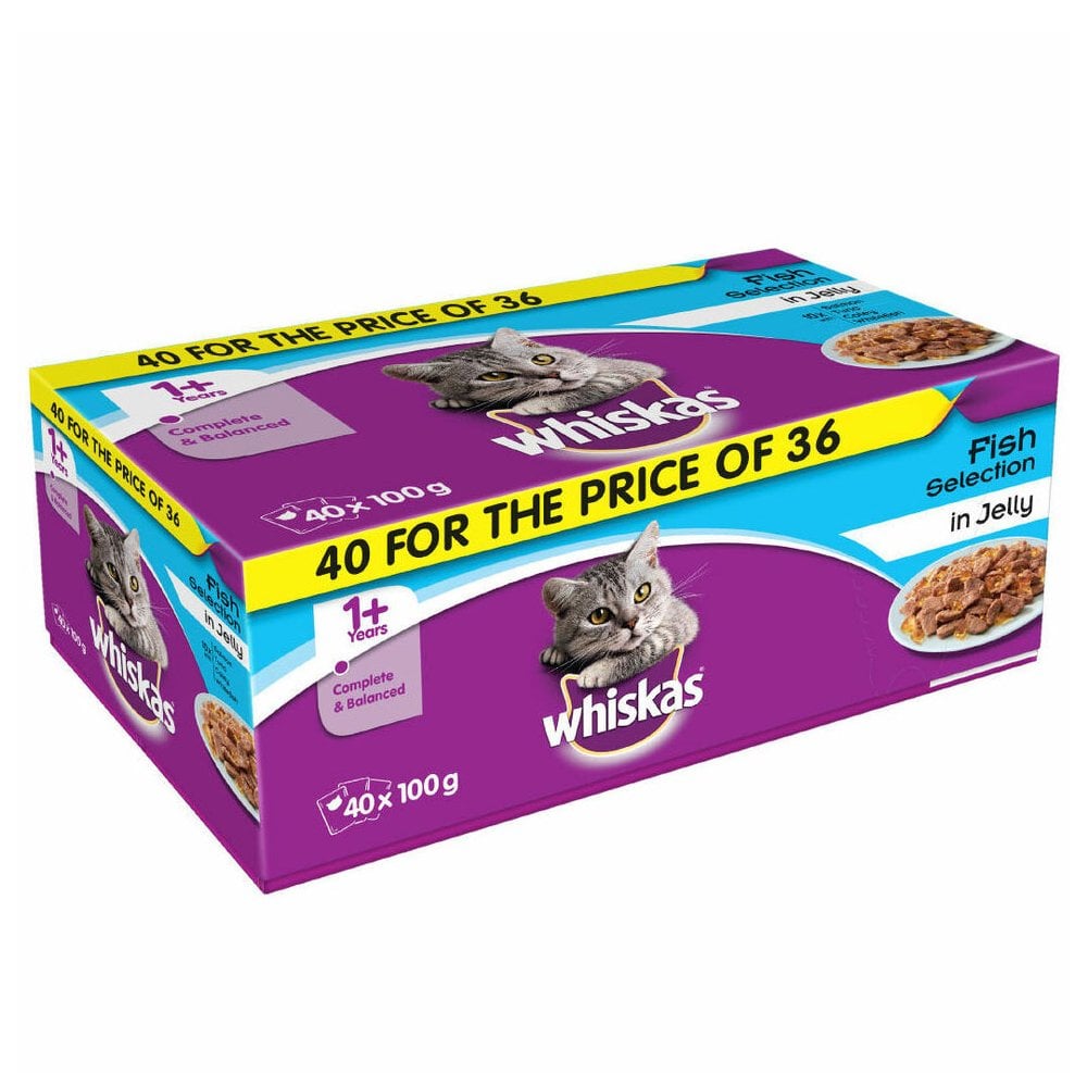 Whiskas Pouch 1+ Fish Selection in Jelly Promotional Pack 40 x 100g