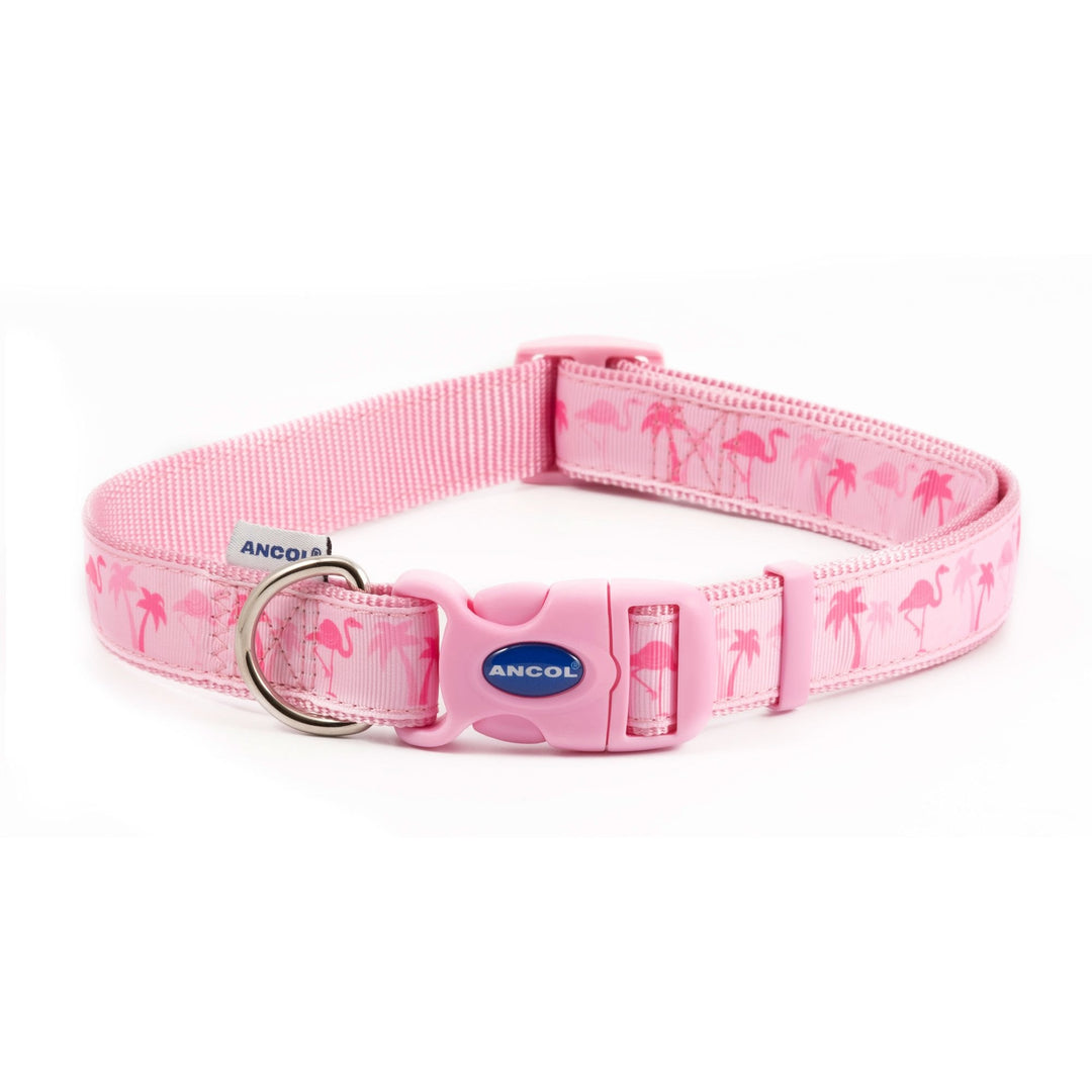 The Ancol Nylon Flamingo Adjustable Collar in Pink#Pink