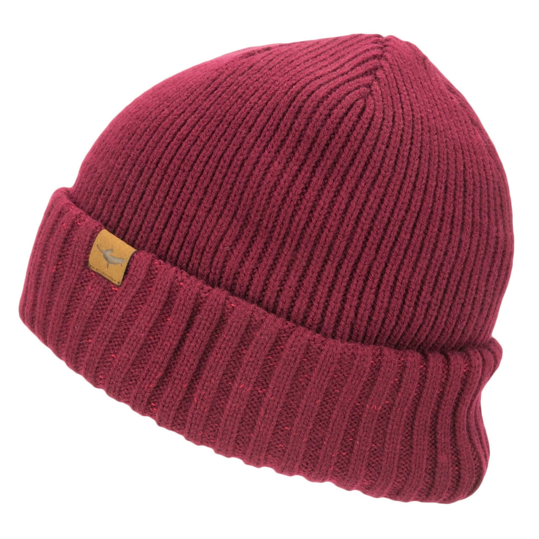 The Sealskinz Waterproof Cold Weather Roll Cuff Beanie in Red#Red