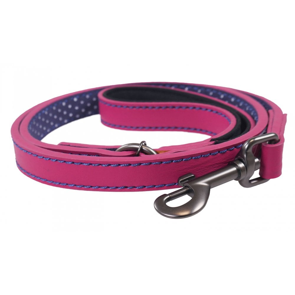 The Joules Leather Dog Lead in Pink#Pink