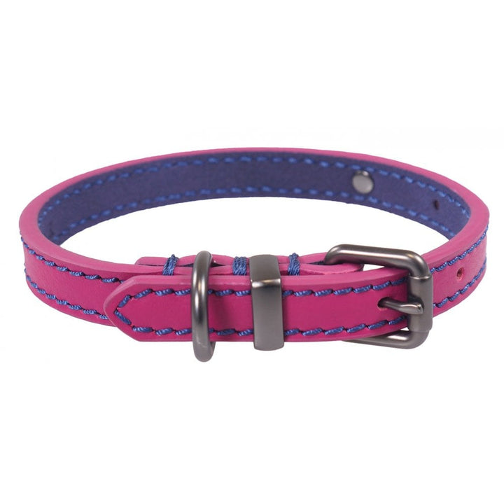 The Joules Leather Dog Collar in Pink#Pink