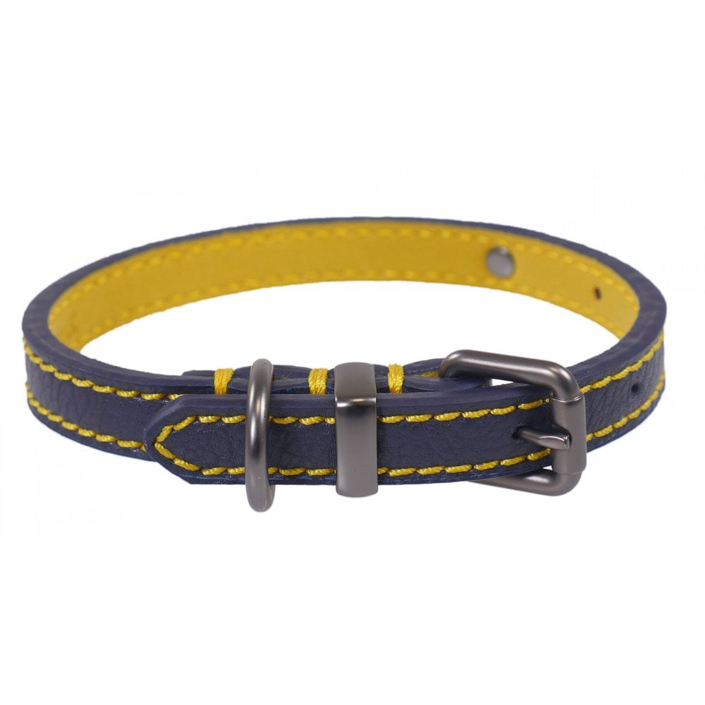 The Joules Leather Dog Collar in Navy#Navy