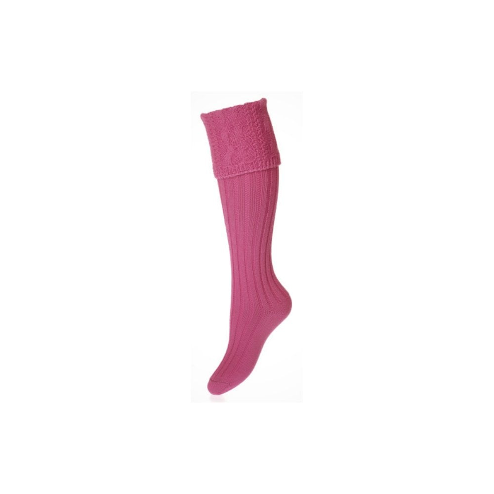 The House Of Cheviot Ladies Glenmore Sock in Pink#Pink