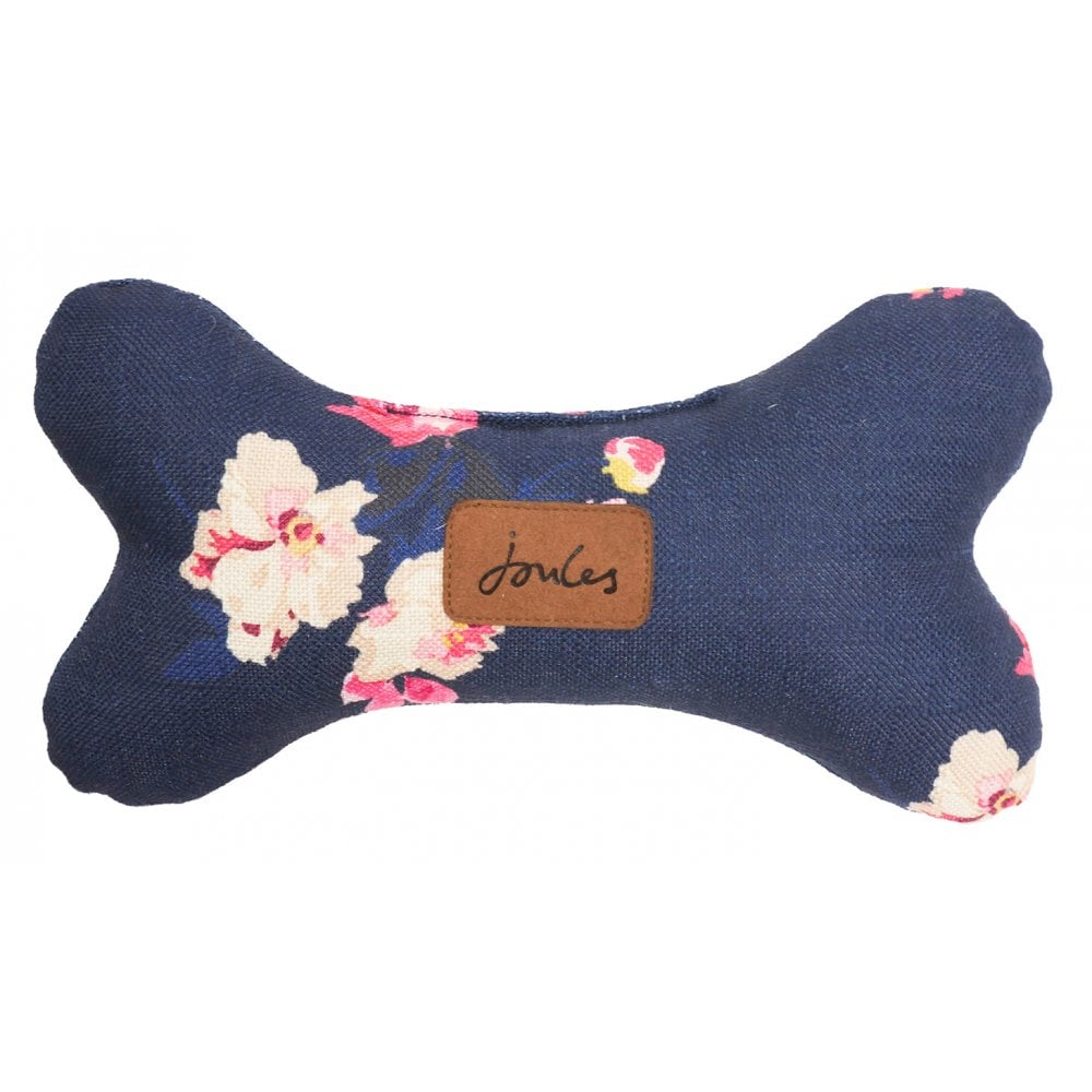 The Joules Floral Bone Dog Toy in Navy Print#Navy Print