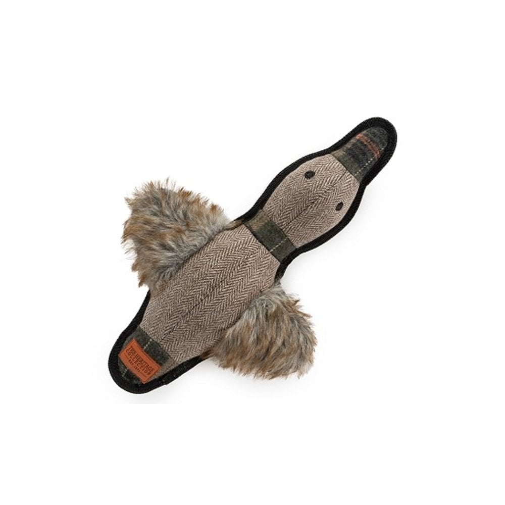 The Ancol Heritage Tweed Duck Dog Toy in Multi-Coloured#Multi-Coloured