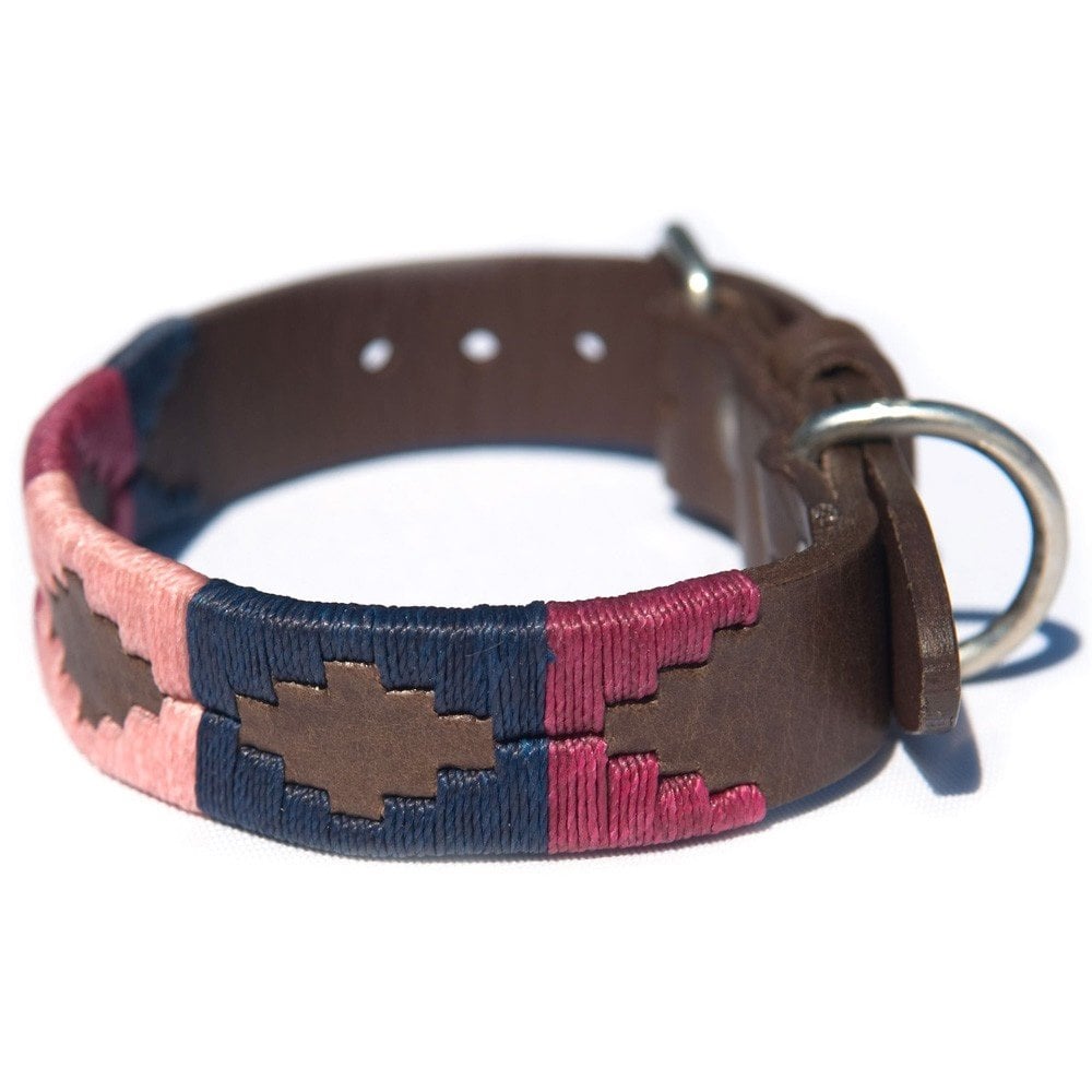 The Pioneros Polo-Style Leather Dog Collar in Navy#Navy