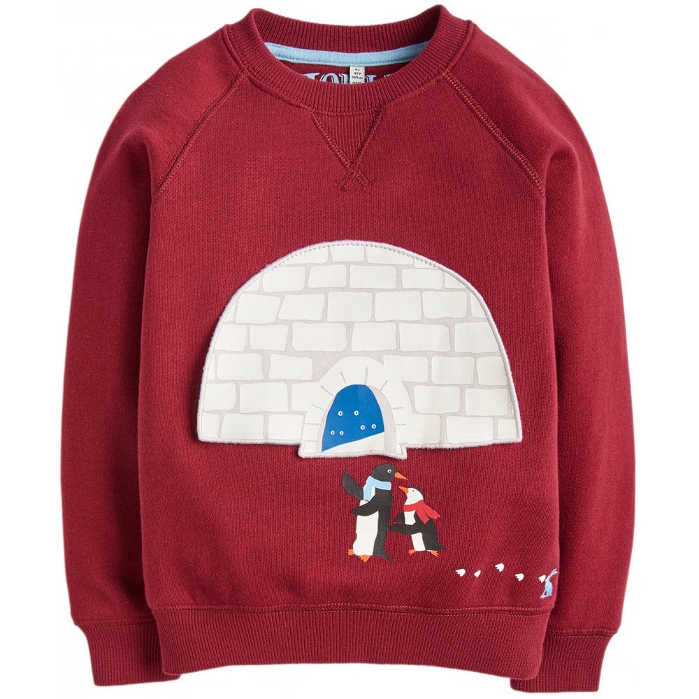 The Joules Young Boys Ventura Igloo Sweatshirt in Red#Red