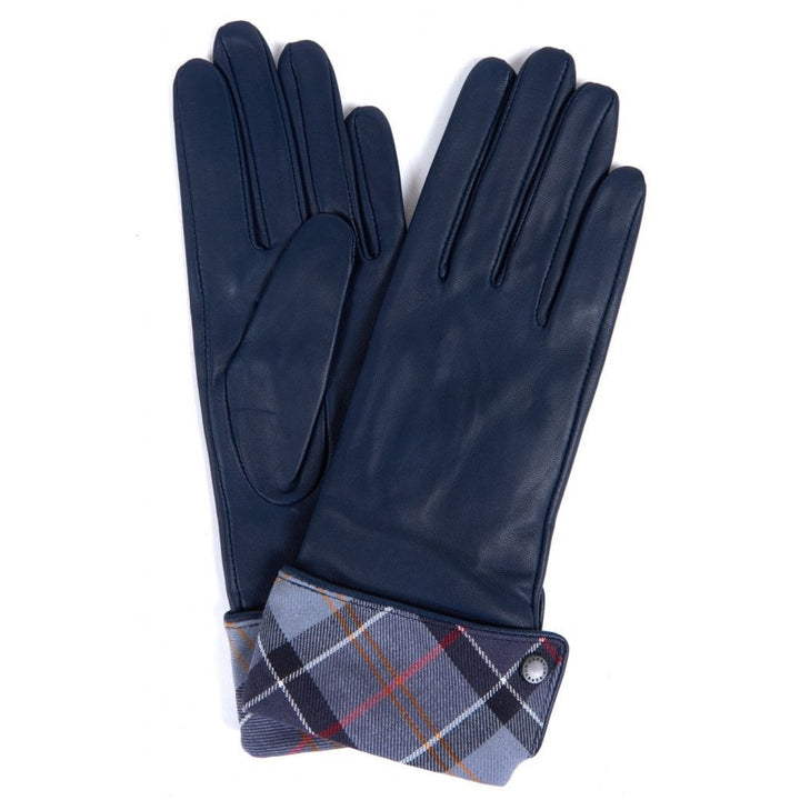 The Barbour Lady Jane Leather Gloves in Navy#Navy