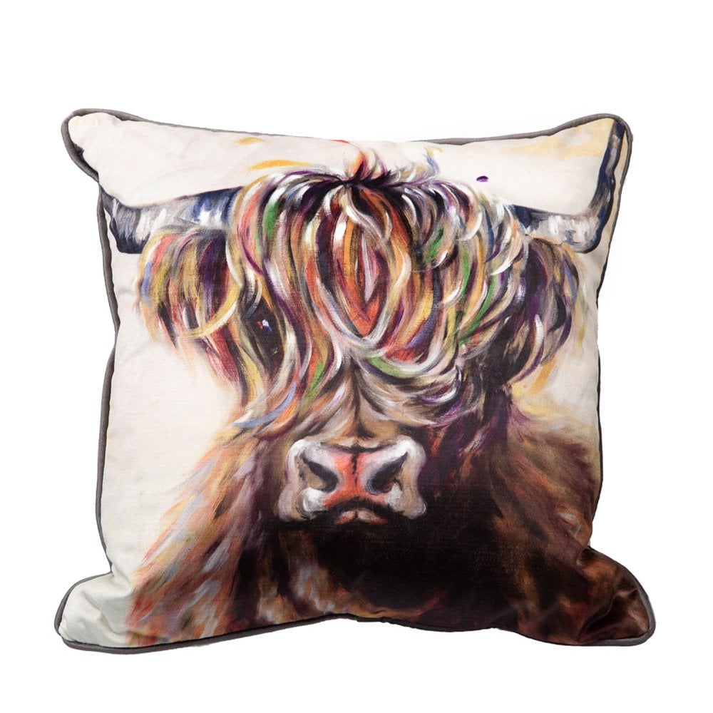 Anna Thompson "Hilda" Highland Cow Print Cushion