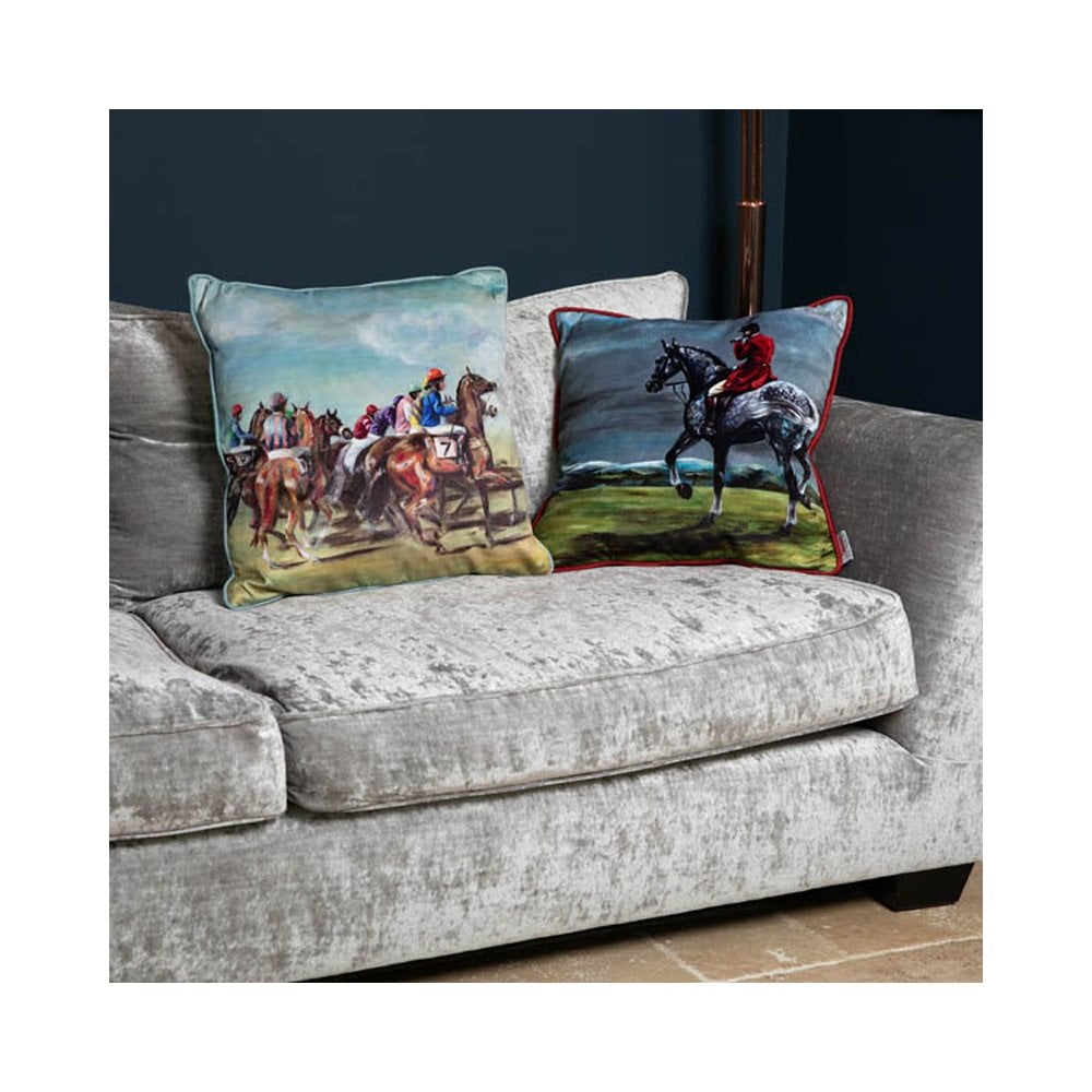 Anna Thompson "The Start" Racehorse Print Cushion