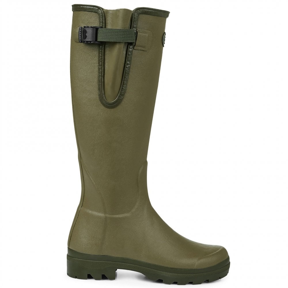 The Le Chameau Ladies Vierzon Jersey Lined Wellies in Green#Green