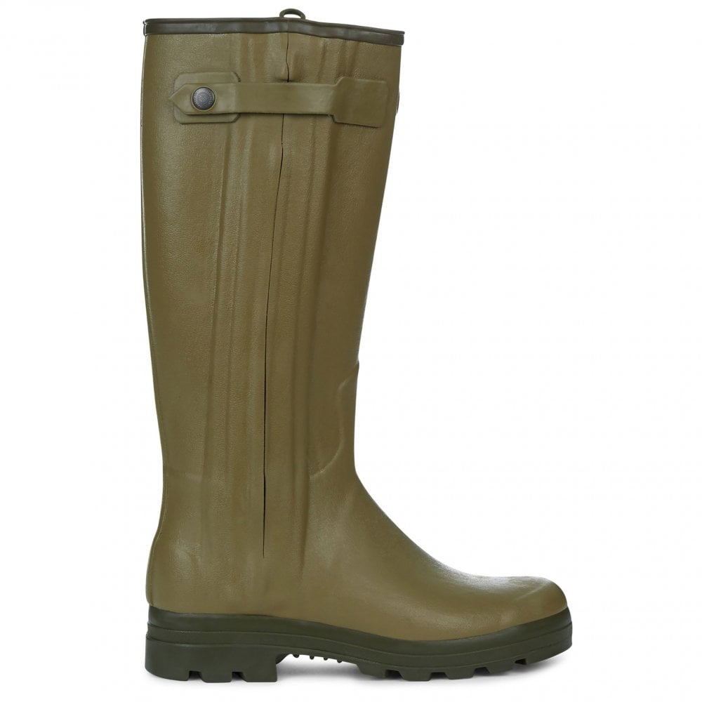 The Le Chameau Chasseur Cuir Leather Lined Wellies in Green#Green
