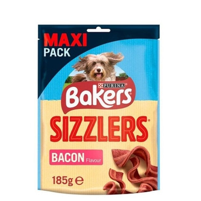Bakers Sizzlers Maxi Bacon Dog Treats 185g