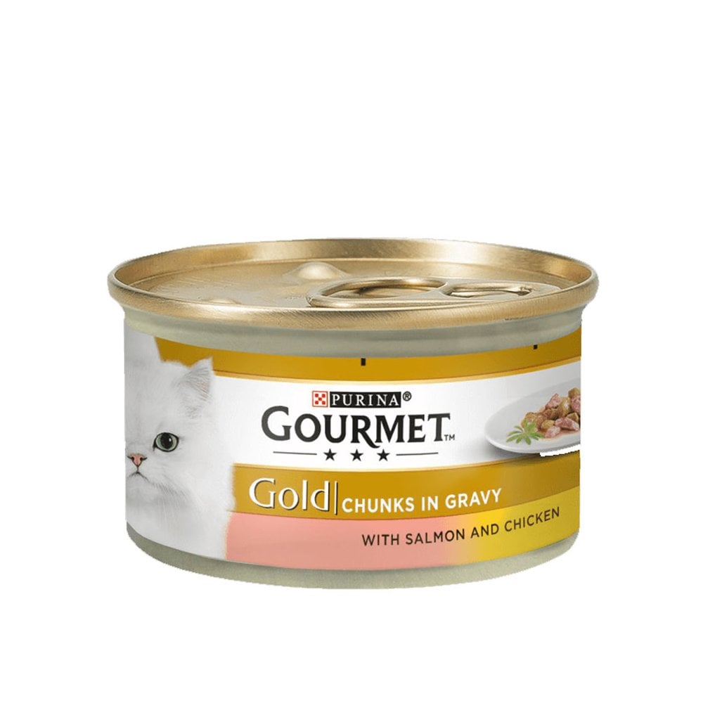 Gourmet Gold with Salmon & Chicken in Gravy Cat Food Mini Tin 85g