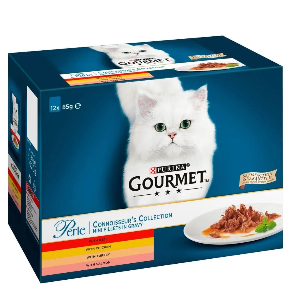 Gourmet Perle Connoisseurs Collection Mini Fillets in Gravy Cat Food (12x85g Pouches) 12 Pack