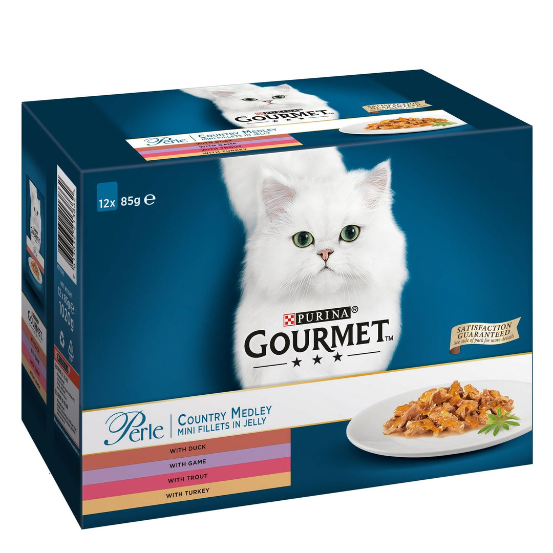 Gourmet Perle Country Medley Mini Fillets in Jelly Cat Food (12x85g Pouches) 12 Pack