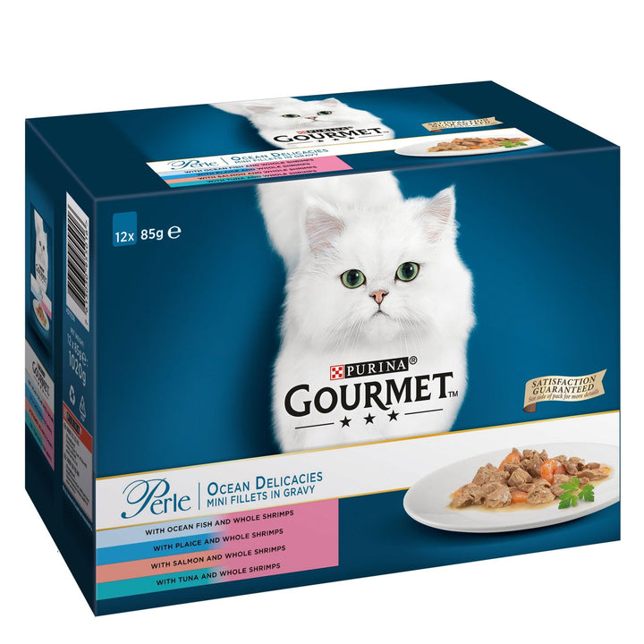 Gourmet Perle Ocean Delicacies Mini Fillets in Gravy Cat Food (12x85g Pouches) 12 Pack
