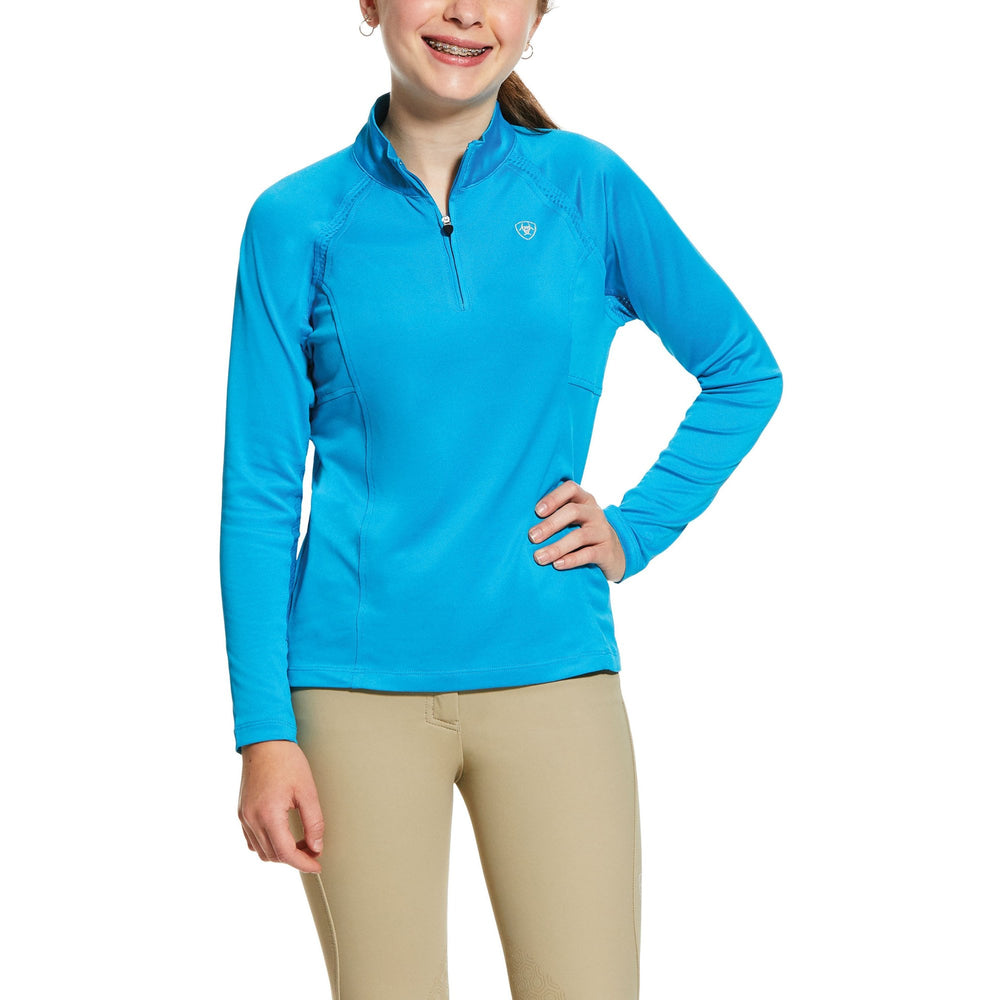 Ariat Girls Sunstopper 1/4 Zip Top#Turquoise